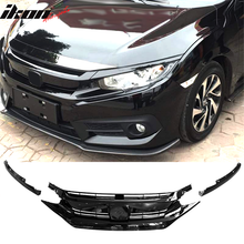 Load image into Gallery viewer, 2016-2021 Honda Civic 10th Gen Mesh Gloss Black Front Bumper Car Grill