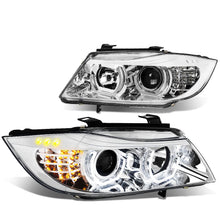 Load image into Gallery viewer, 06-12 BMW 3-Series E90 3D Crystal Halo Projector LED Headlights Chrome