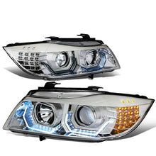Load image into Gallery viewer, 06-12 BMW 3-Series E90 3D Crystal Halo Projector LED Headlights Chrome