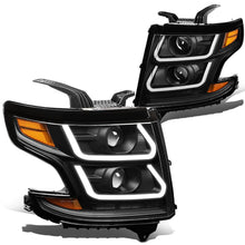 Load image into Gallery viewer, 15-18 Chevrolet Suburban/Tahoe 3D LED Projector Headlights Black/Amber