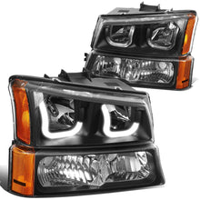 Load image into Gallery viewer, 03-07 Chevrolet Silverado J-Halo LED DRL Headlights 4PC Black
