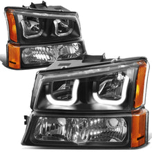 Load image into Gallery viewer, 03-07 Chevrolet Silverado J-Halo LED DRL Headlights 4PC Black