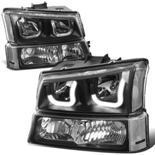 Load image into Gallery viewer, 03-07 Chevrolet Silverado J-Halo LED DRL Headlights 4PC Black Clear