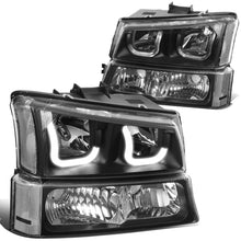 Load image into Gallery viewer, 03-07 Chevrolet Silverado J-Halo LED DRL Headlights 4PC Black Clear