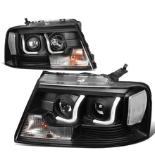 Load image into Gallery viewer, 04-08 Ford F-150 3D LED J-Bar Halo Projector Headlights Black Housing