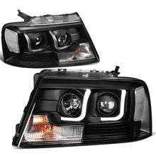 Load image into Gallery viewer, 04-08 Ford F-150 3D LED J-Bar Halo Projector Headlights Black Housing