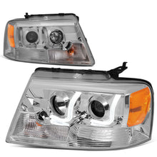 Load image into Gallery viewer, 2004-2008 Ford F-150 LED J-Bar Halo Projector Headlights Chrome