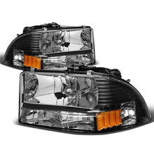 Load image into Gallery viewer, 1997-2004 Dodge Durango Black Housing Headlights with Amber Corner