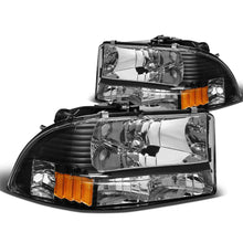 Load image into Gallery viewer, 1997-2004 Dodge Durango Black Housing Headlights with Amber Corner