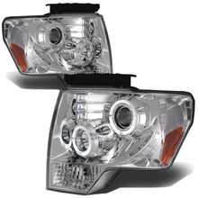 Load image into Gallery viewer, 09-14 Ford F-150 LED Halo Projector Headlights Chrome Housing