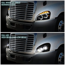 Load image into Gallery viewer, 08-17 Freightliner Cascadia LED Halo Projector Headlights Black