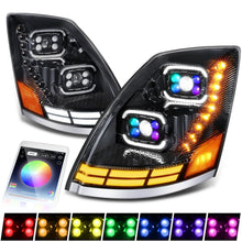 Load image into Gallery viewer, 04-18 Volvo VN VNL LED RGB DRL Sequential Turn Signal Headlights