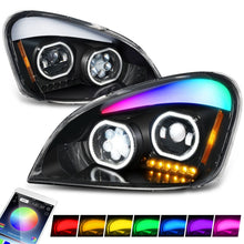 Load image into Gallery viewer, 2008-2017 Freightliner Cascadia Gattling Barrel RGB LED Halo Headlights