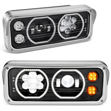 Load image into Gallery viewer, 2018-2023 Volvo VNL/VNR White Halo Ring Headlights - Black
