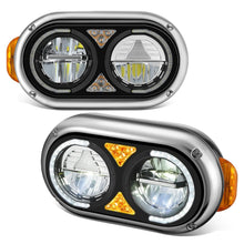 Load image into Gallery viewer, 1981-1988 Peterbilt 359/379/389 Full LED Reflector Headlights Black