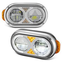 Load image into Gallery viewer, 1981-1988 Peterbilt 359/379/389 Full LED Reflector Headlights Chrome