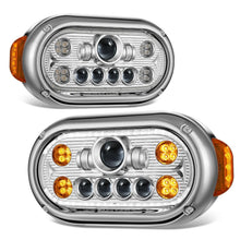 Load image into Gallery viewer, 1967-1987 Peterbilt 359 LED Halo Ring Dual Projector Headlights Chrome