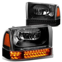 Load image into Gallery viewer, 99-04 Ford F-250/F-350/Excursion LED DRL Headlights Black/Amber
