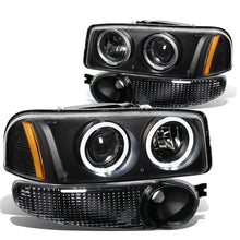 Load image into Gallery viewer, 01-07 GMC Sierra/Yukon Denali LED Halo Projector Headlights Black