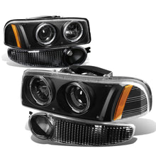 Load image into Gallery viewer, 01-07 GMC Sierra/Yukon Denali LED Halo Projector Headlights Black