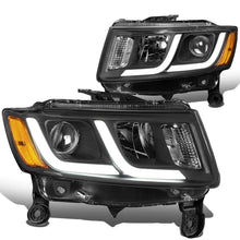 Load image into Gallery viewer, 14-16 Jeep Grand Cherokee Projector Headlights Black Housing Amber