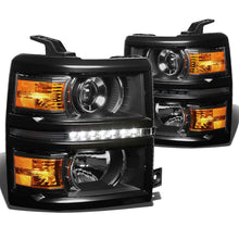 Load image into Gallery viewer, 14-16 Chevy Silverado LED Projector Headlights Black Housing Amber