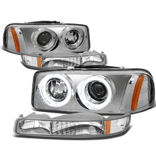 Load image into Gallery viewer, 99-07 GMC Sierra Yukon LED Dual Halo Projector Headlights Chrome