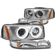 Load image into Gallery viewer, 99-07 GMC Sierra Yukon LED Dual Halo Projector Headlights Chrome