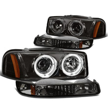 Load image into Gallery viewer, 99-07 GMC Sierra Yukon LED Dual Halo Projector Headlights Smoke