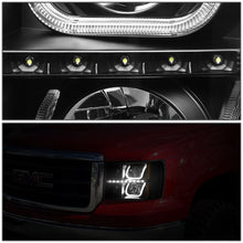 Load image into Gallery viewer, 07-13 GMC Sierra LED U-Bar Halo Projector Headlights Black Housing