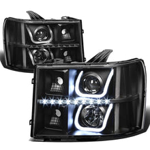 Load image into Gallery viewer, 2007-2013 GMC Sierra LED U-Bar Halo Projector Headlights Black