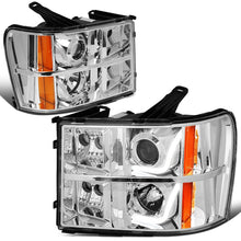 Load image into Gallery viewer, 07-13 GMC Sierra L-Bar Halo Projector Headlights Chrome Housing