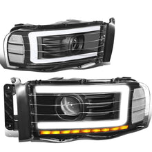 Load image into Gallery viewer, 02-05 Dodge Ram LED DRL Projector Headlights Black Housing Clear Corner