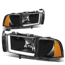 Load image into Gallery viewer, 94-02 Dodge Ram LED DRL Headlights - Black Housing Amber Corner