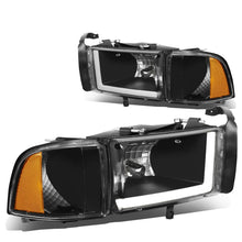 Load image into Gallery viewer, 94-02 Dodge Ram LED DRL Headlights - Black Housing Amber Corner