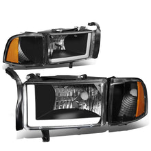 Load image into Gallery viewer, 94-02 Dodge Ram LED DRL Headlights - Black Housing Amber Corner