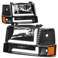 Load image into Gallery viewer, 92-96 Ford F-150 F-250 F-350 Bronco Dual LED DRL Headlights Black