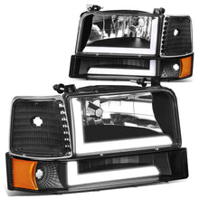 Load image into Gallery viewer, 92-96 Ford F-150 F-250 F-350 Bronco Dual LED DRL Headlights Black