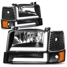 Load image into Gallery viewer, 92-96 Ford F-150 F-250 F-350 Bronco Dual LED DRL Headlights Black