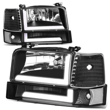 Load image into Gallery viewer, 92-96 Ford F-150 F-250 F-350 Bronco Dual LED DRL Headlights Black
