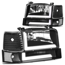 Load image into Gallery viewer, 92-96 Ford F-150 F-250 F-350 Bronco Dual LED DRL Headlights Black