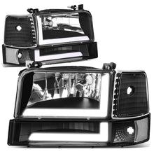 Load image into Gallery viewer, 92-96 Ford F-150 F-250 F-350 Bronco Dual LED DRL Headlights Black