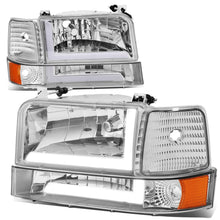 Load image into Gallery viewer, 92-96 Ford F-150 F-250 F-350 Bronco Dual LED DRL Headlights Chrome