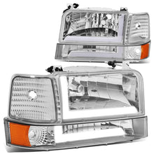 Load image into Gallery viewer, 92-96 Ford F-150 F-250 F-350 Bronco Dual LED DRL Headlights Chrome