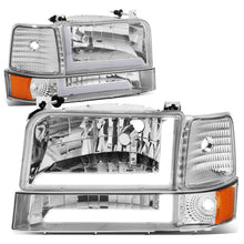Load image into Gallery viewer, 92-96 Ford F-150 F-250 F-350 Bronco Dual LED DRL Headlights Chrome
