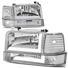 Load image into Gallery viewer, 92-96 Ford F-150 F-250 F-350 Bronco Dual LED DRL Headlights Chrome