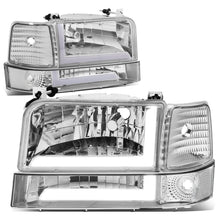 Load image into Gallery viewer, 92-96 Ford F-150 F-250 F-350 Bronco Dual LED DRL Headlights Chrome