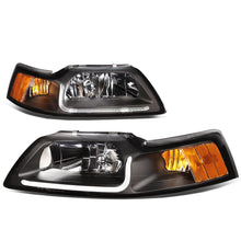 Load image into Gallery viewer, 99-04 Ford Mustang LED DRL Headlights Black Housing Amber Corner