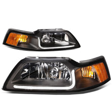 Load image into Gallery viewer, 99-04 Ford Mustang LED DRL Headlights Black Housing Amber Corner