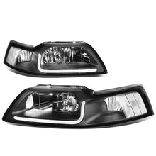 Load image into Gallery viewer, 99-04 Ford Mustang LED DRL Headlights - Black Housing Clear Corner